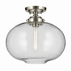 KICHLER 43913NI Avery 14.5" 1-Light Flush Mount With Clear Seeded Glass In Nickel