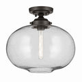 KICHLER 43913OZ Avery 14.5" 1-Light Flush Mount With Clear Seeded Glass In Olde Bronze