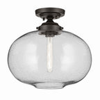 KICHLER 43913OZ Avery 14.5" 1-Light Flush Mount With Clear Seeded Glass In Olde Bronze