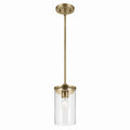 KICHLER 43996NBR Crosby 10.75" 1-Light Mini Pendant With Clear Glass In Natural Brass