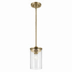 KICHLER 43996NBR Crosby 10.75" 1-Light Mini Pendant With Clear Glass In Natural Brass