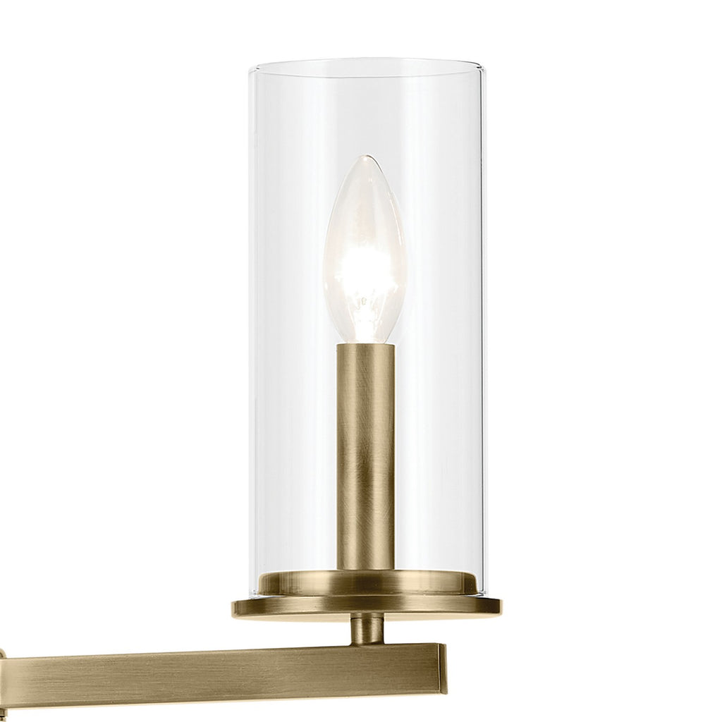 KICHLER 43997NBR Crosby 14" 3-Light Convertible Semi Flush With Clear Glass In Natural Brass