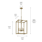 KICHLER 43998NBR Crosby 31" 4-Light Foyer Pendant With Clear Glass In Natural Brass