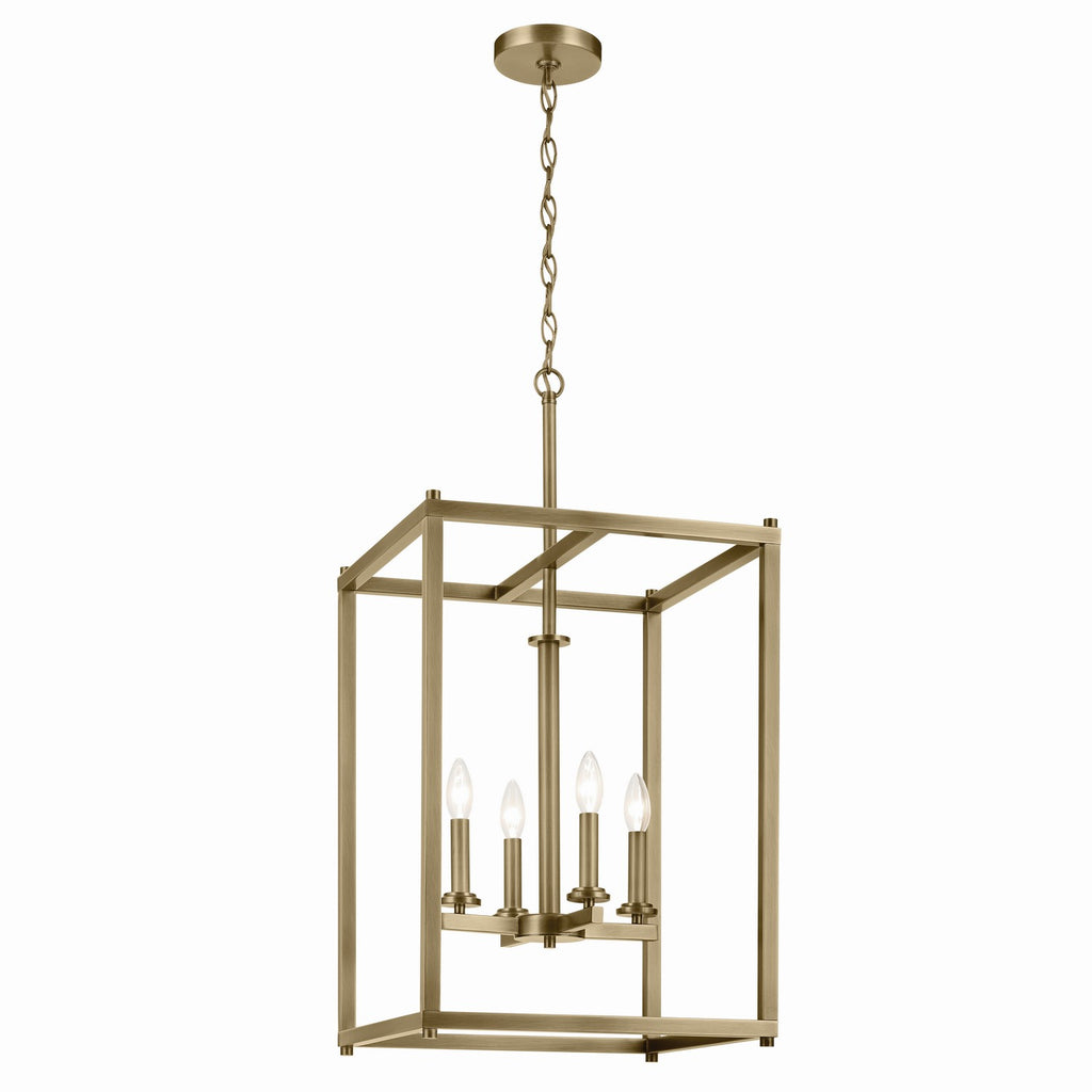 KICHLER 43998NBR Crosby 31" 4-Light Foyer Pendant With Clear Glass In Natural Brass
