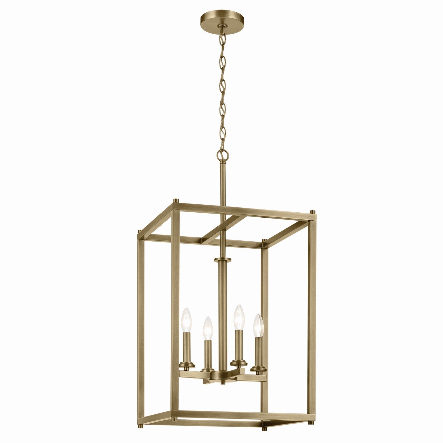 KICHLER 43998NBR Crosby 31" 4-Light Foyer Pendant With Clear Glass In Natural Brass