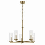 KICHLER 43999NBR Crosby 22.5" 5-Light Chandelier With Clear Glass In Natural Brass