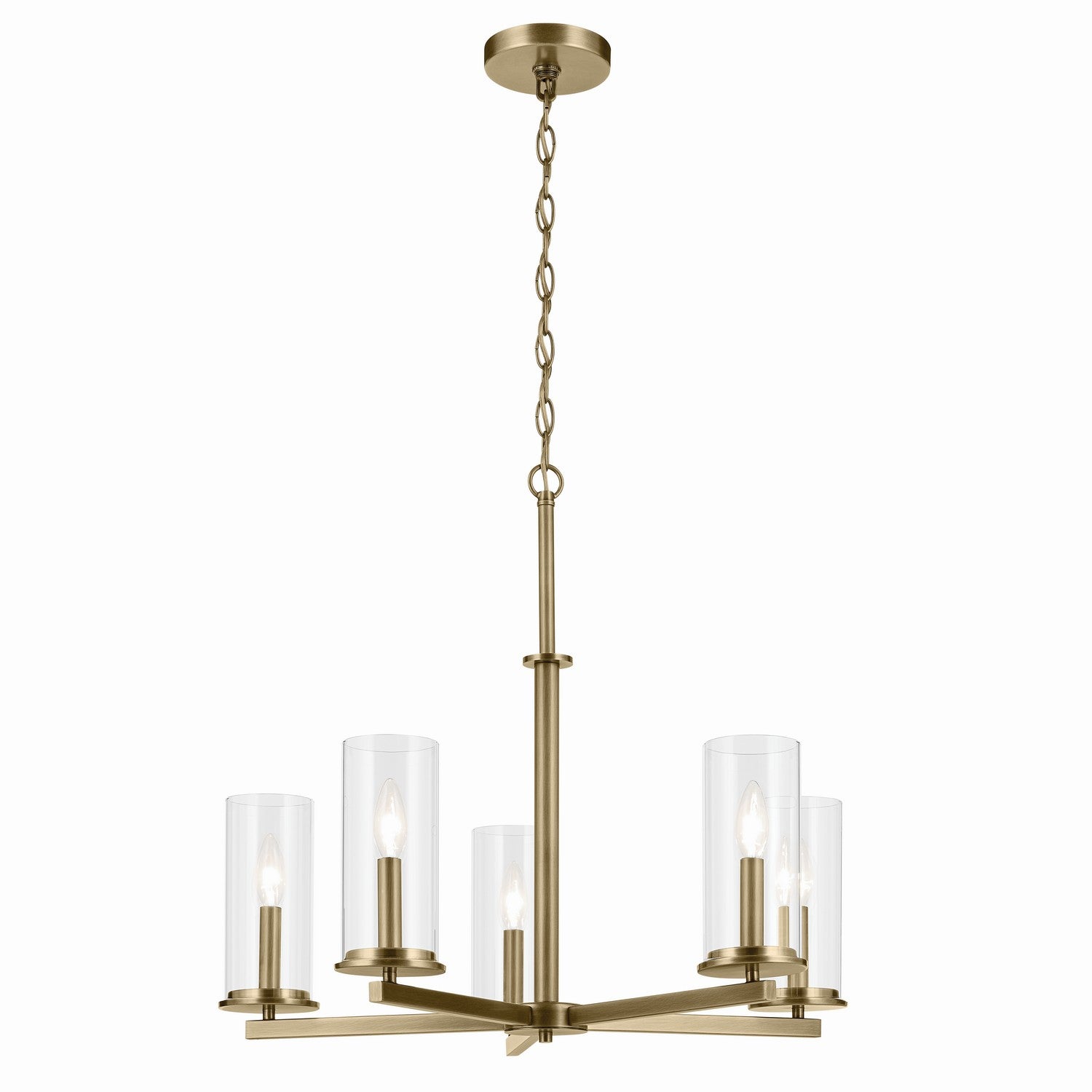 KICHLER 43999NBR Crosby 22.5" 5-Light Chandelier With Clear Glass In Natural Brass