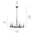 KICHLER 44013BK Crosby 21.75" 6-Light Chandelier With Clear Glass In Black