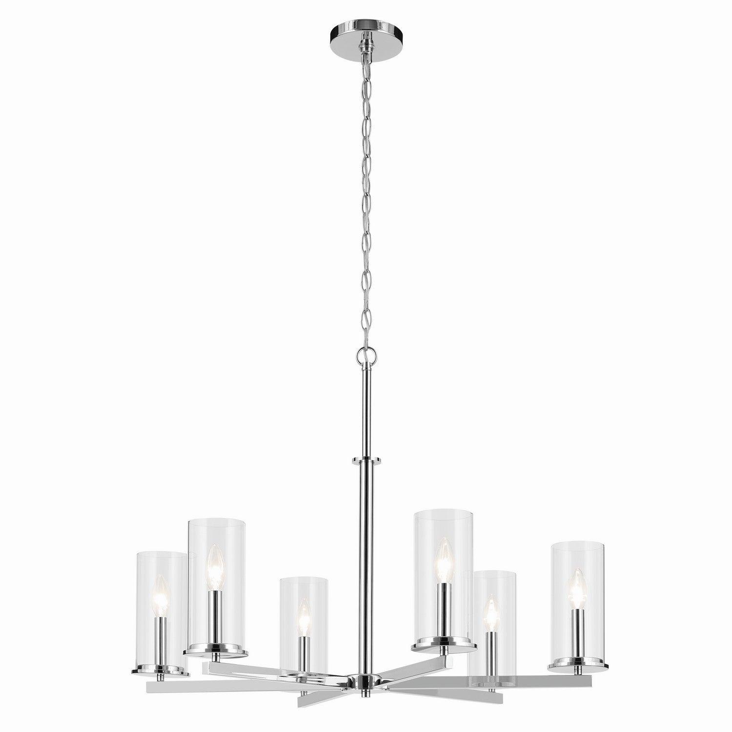 KICHLER 44013CH Crosby 21.75" 6-Light Chandelier With Clear Glass In Chrome