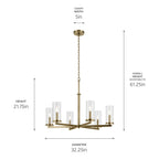 KICHLER 44013NBR Crosby 21.5" 6-Light Chandelier With Clear Glass In Natural Brass