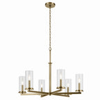 KICHLER 44013NBR Crosby 21.5" 6-Light Chandelier With Clear Glass In Natural Brass