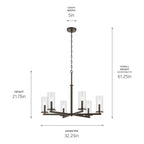 KICHLER 44013OZ Crosby 21.75" 6-Light Chandelier With Clear Glass In Olde Bronze