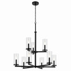 KICHLER 44014BK Crosby 32.5" 9-Light 2-Tier Chandelier With Clear Glass In Black