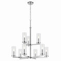 KICHLER 44014CH Crosby 32.5" 9-Light 2-Tier Chandelier With Clear Glass In Chrome
