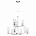 KICHLER 44014CH Crosby 32.5" 9-Light 2-Tier Chandelier With Clear Glass In Chrome