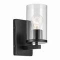 KICHLER 45495BKCLR Crosby 4.5" 1-Light Wall Sconce With Satin Etched Cased Opal Glass In Black