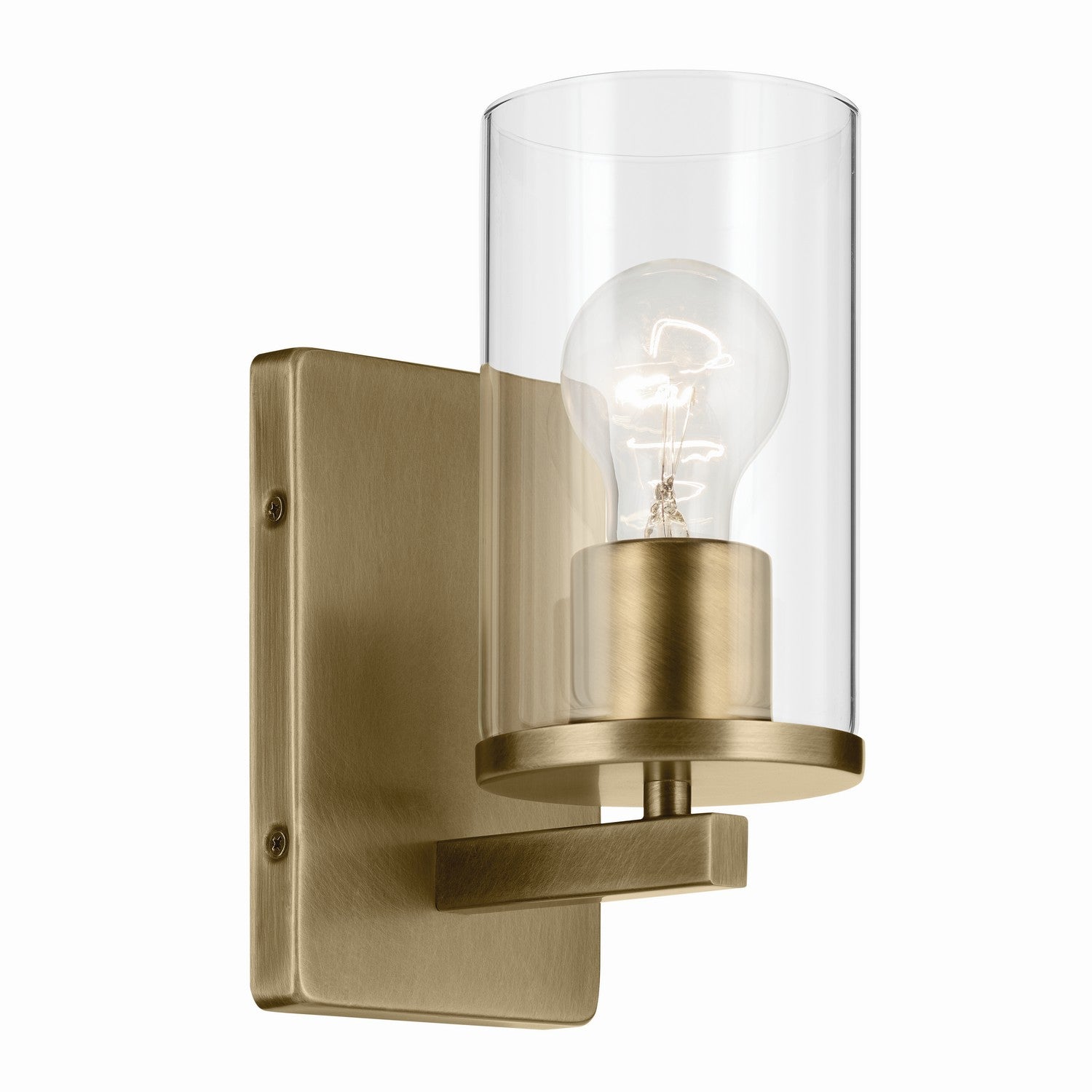 KICHLER 45495NBRCLR Crosby 4.5" 1-Light Wall Sconce With Clear Glass In Natural Brass