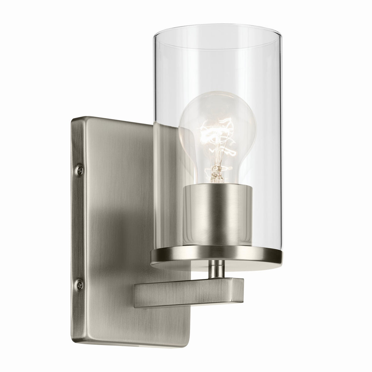 KICHLER 45495NICLR Crosby 4.5" 1-Light Wall Sconce With Clear Glass In Brushed Nickel