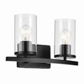 KICHLER 45496BKCLR Crosby 15.25" 2-Light Vanity Light With Clear Glass In Black