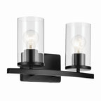 KICHLER 45496BKCLR Crosby 15.25" 2-Light Vanity Light With Clear Glass In Black