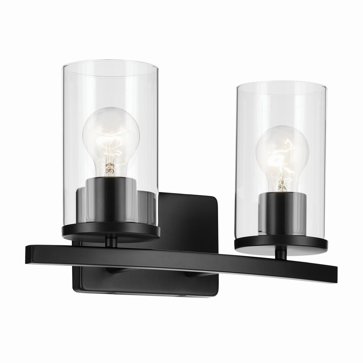 KICHLER 45496BKCLR Crosby 15.25" 2-Light Vanity Light With Clear Glass In Black