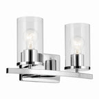 KICHLER 45496CHCLR Crosby 15.25" 2-Light Vanity Light With Clear Glass In Chrome