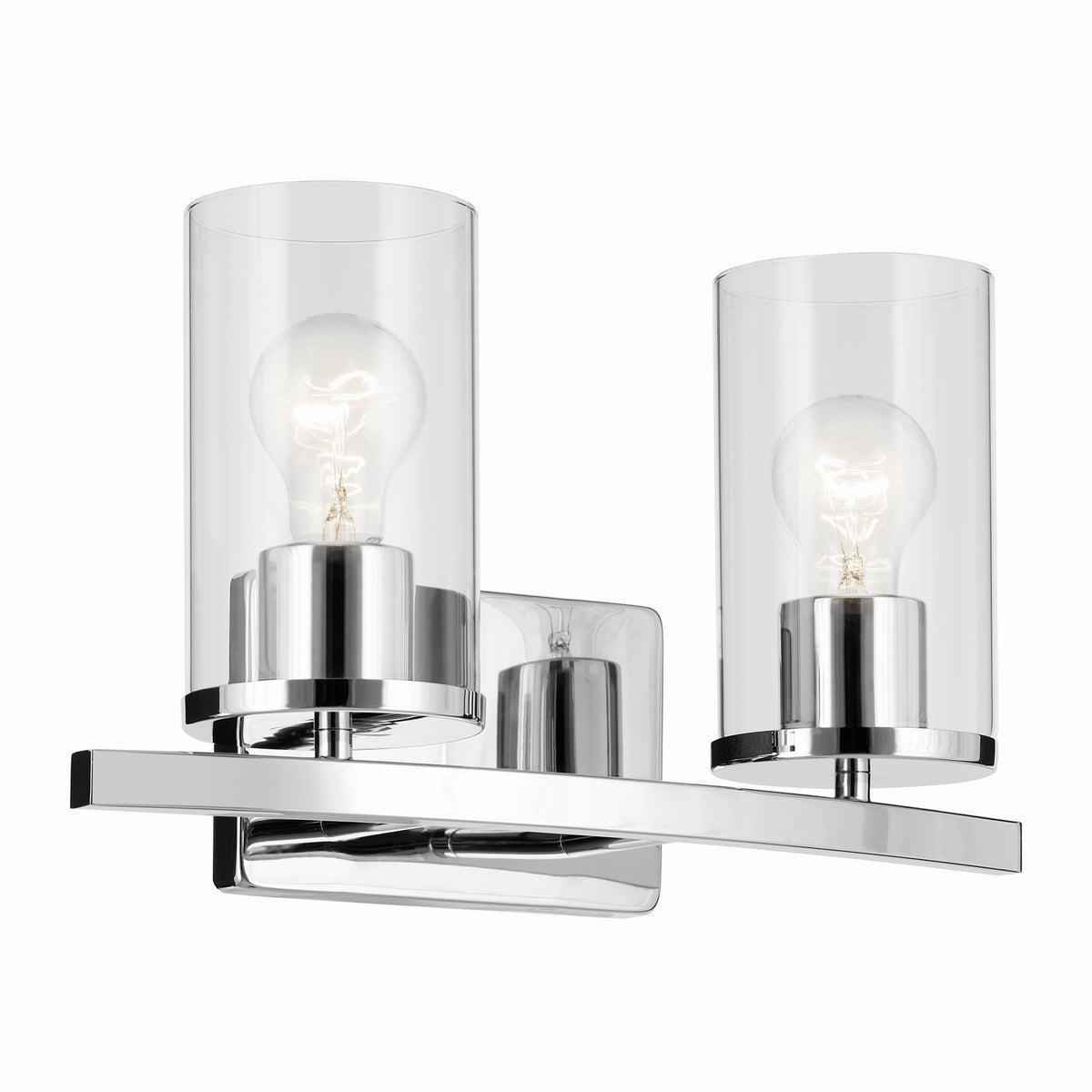 KICHLER 45496CHCLR Crosby 15.25" 2-Light Vanity Light With Clear Glass In Chrome