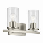 KICHLER 45496NICLR Crosby 15.25" 2-Light Vanity Light With Clear Glass In Brushed Nickel