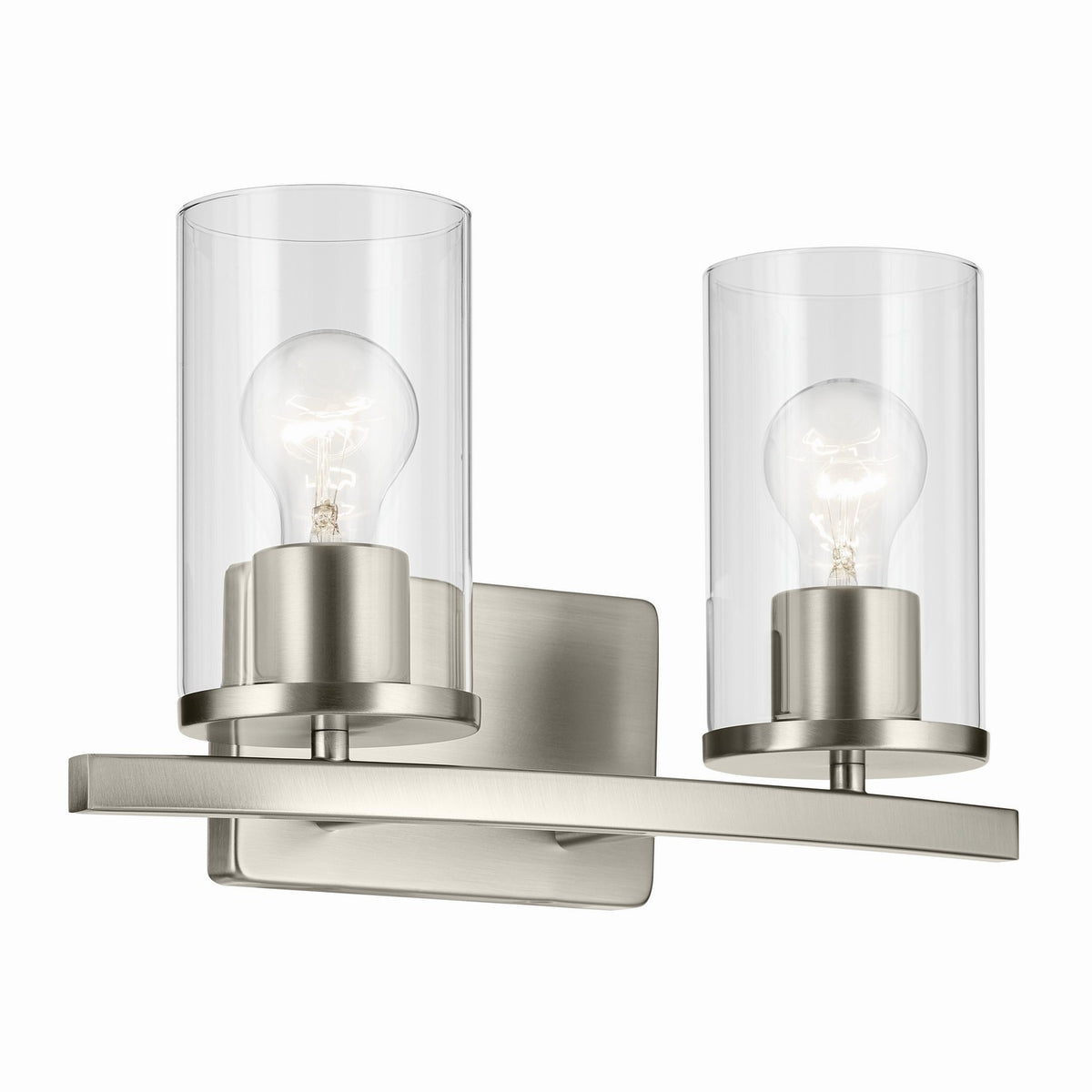 KICHLER 45496NICLR Crosby 15.25" 2-Light Vanity Light With Clear Glass In Brushed Nickel