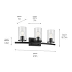 KICHLER 45497BKCLR Crosby 23" 3-Light Vanity Light With Clear Glass In Black