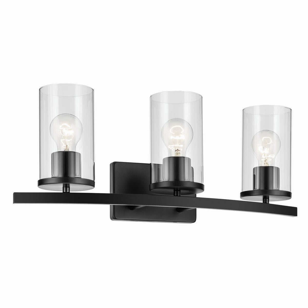 KICHLER 45497BKCLR Crosby 23" 3-Light Vanity Light With Clear Glass In Black