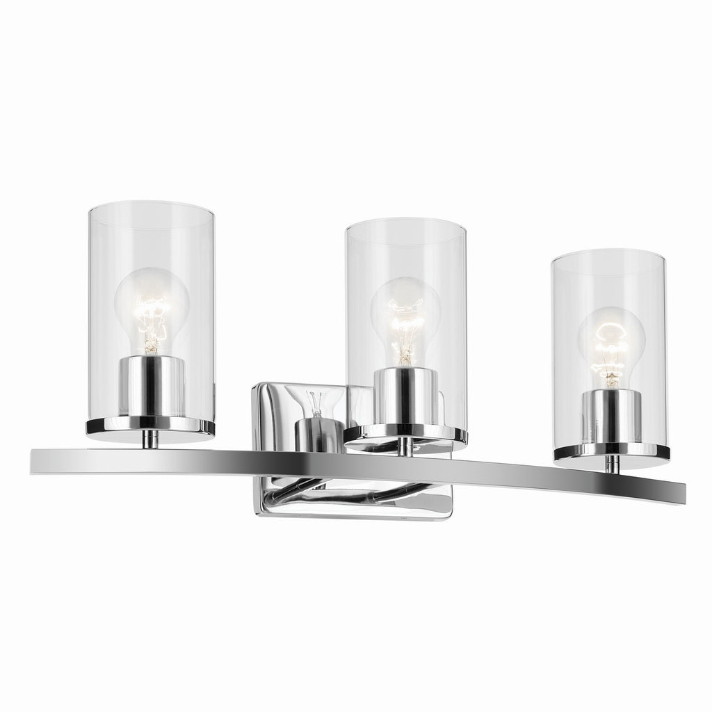 KICHLER 45497CHCLR Crosby 23" 3-Light Vanity Light With Clear Glass In Chrome