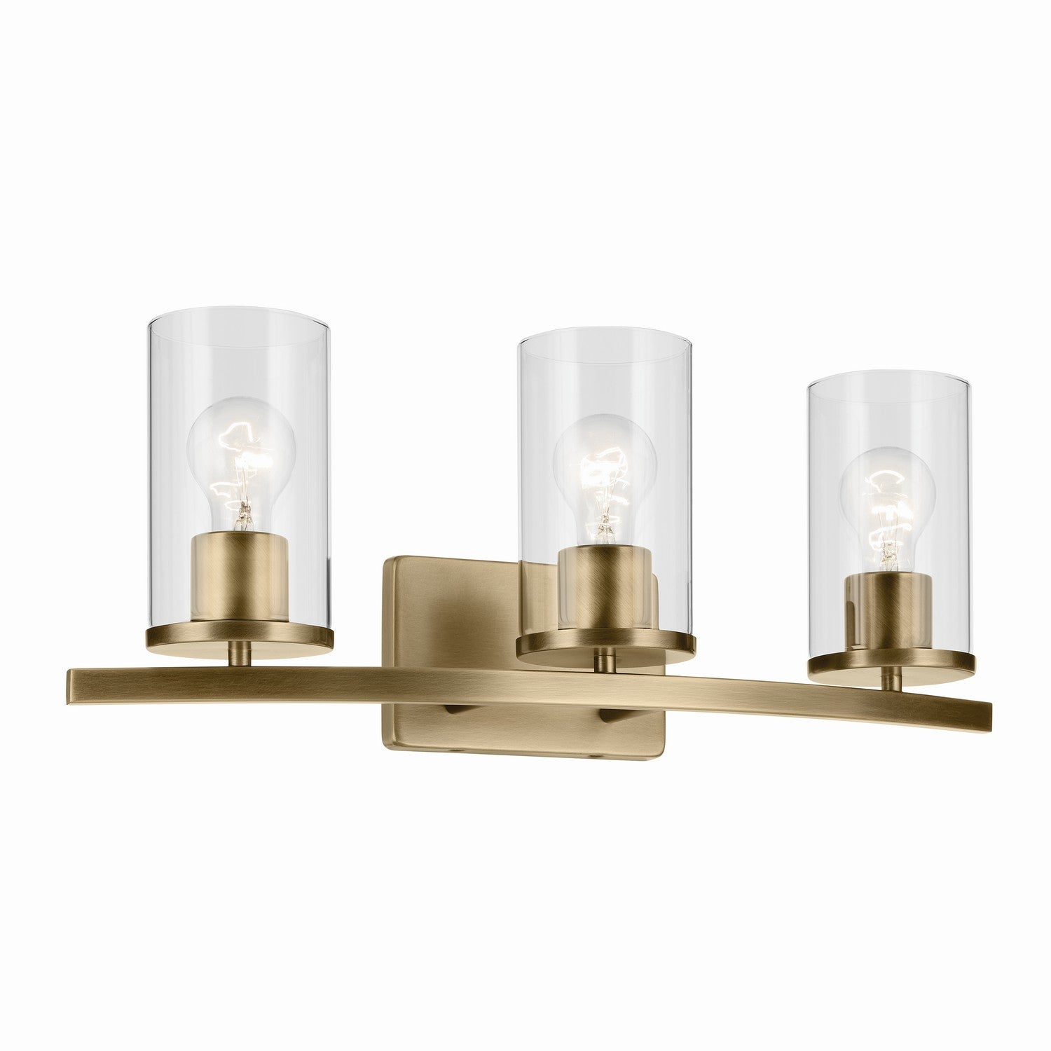 KICHLER 45497NBRCLR Crosby 23" 3-Light Vanity Light With Clear Glass In Natural Brass