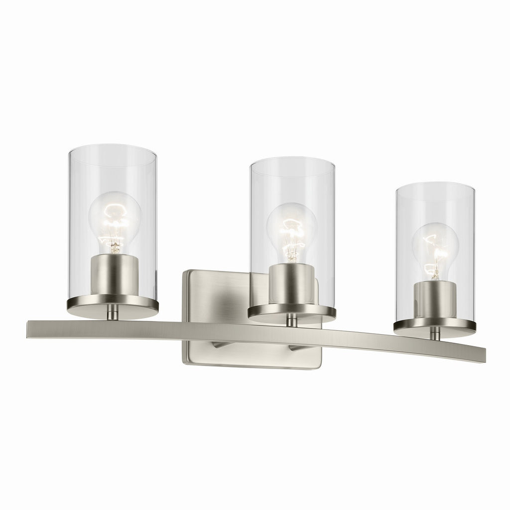 KICHLER 45497NICLR Crosby 23" 3-Light Vanity Light With Clear Glass In Brushed Nickel