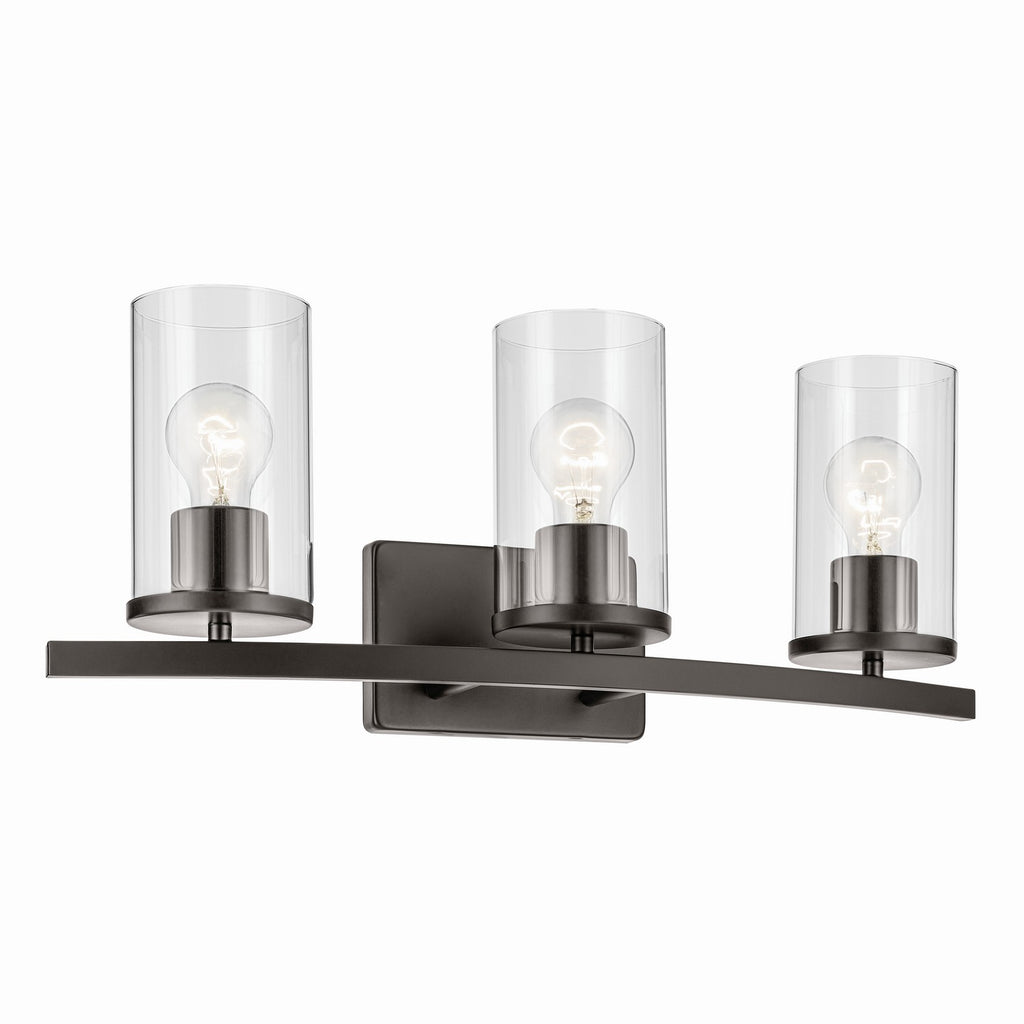 KICHLER 45497OZCLR Crosby 23" 3-Light Vanity Light With Clear Glass In Olde Bronze