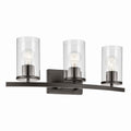KICHLER 45497OZCLR Crosby 23" 3-Light Vanity Light With Clear Glass In Olde Bronze