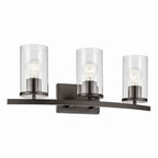KICHLER 45497OZCLR Crosby 23" 3-Light Vanity Light With Clear Glass In Olde Bronze