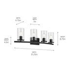 KICHLER 45498BKCLR Crosby 31.25" 4-Light Vanity Light With Clear Glass In Black