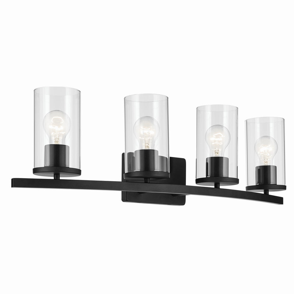 KICHLER 45498BKCLR Crosby 31.25" 4-Light Vanity Light With Clear Glass In Black