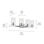 KICHLER 45498CHCLR Crosby 31.25" 4-Light Vanity Light With Clear Glass In Chrome