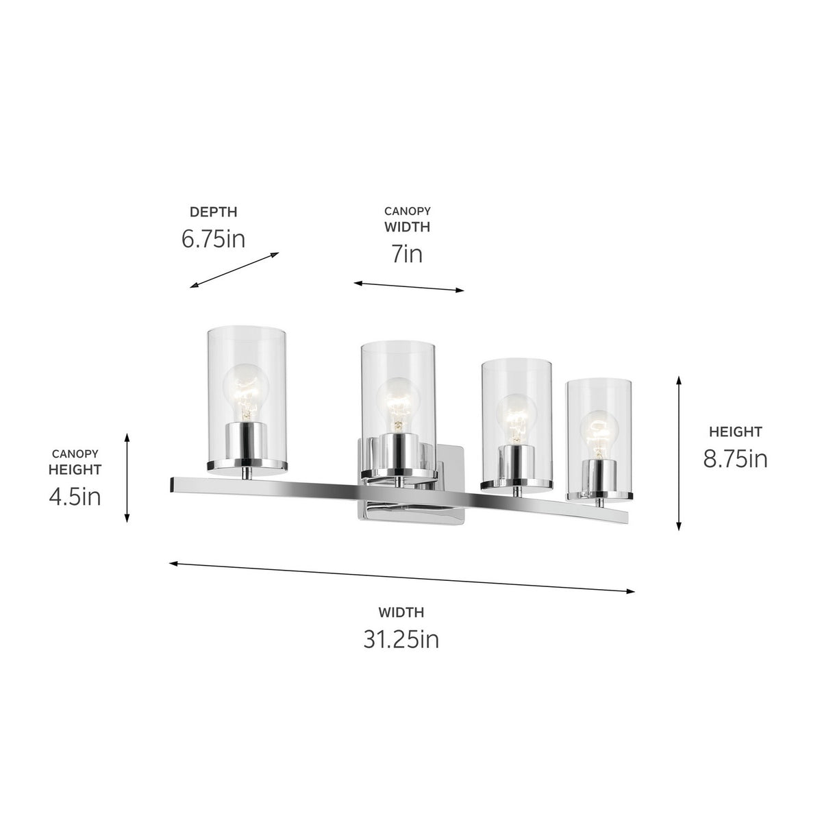 KICHLER 45498CHCLR Crosby 31.25" 4-Light Vanity Light With Clear Glass In Chrome