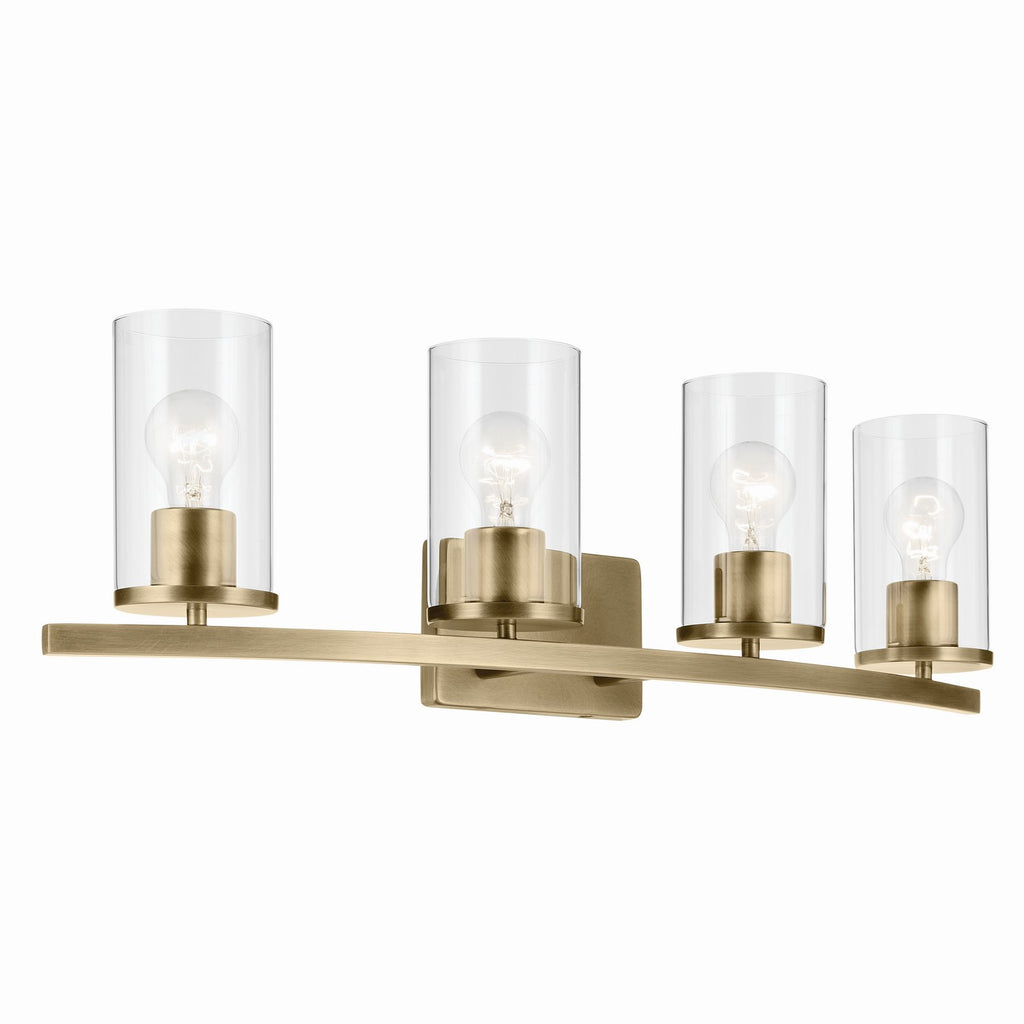 KICHLER 45498NBRCLR Crosby 31.25" 4-Light Vanity Light With Clear Glass In Natural Brass