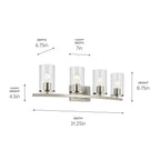 KICHLER 45498NICLR Crosby 31.25" 4-Light Vanity Light With Clear Glass In Brushed Nickel