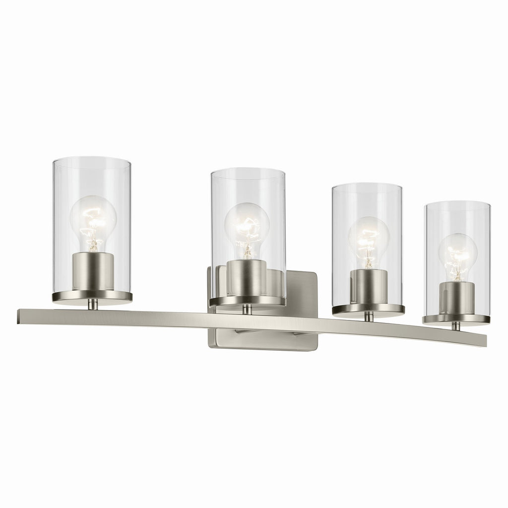 KICHLER 45498NICLR Crosby 31.25" 4-Light Vanity Light With Clear Glass In Brushed Nickel
