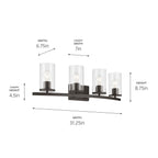 KICHLER 45498OZCLR Crosby 31.25" 4-Light Vanity Light With Clear Glass In Olde Bronze