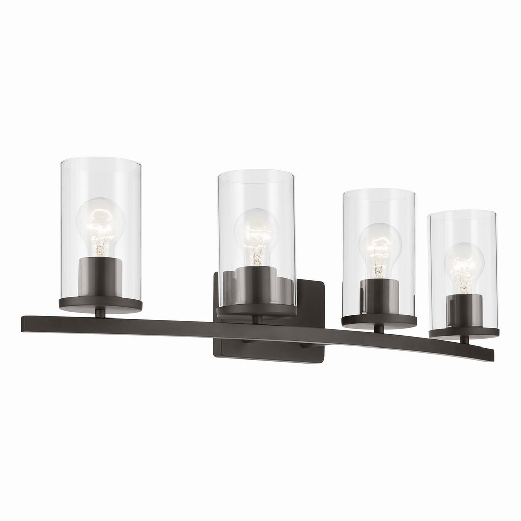 KICHLER 45498OZCLR Crosby 31.25" 4-Light Vanity Light With Clear Glass In Olde Bronze