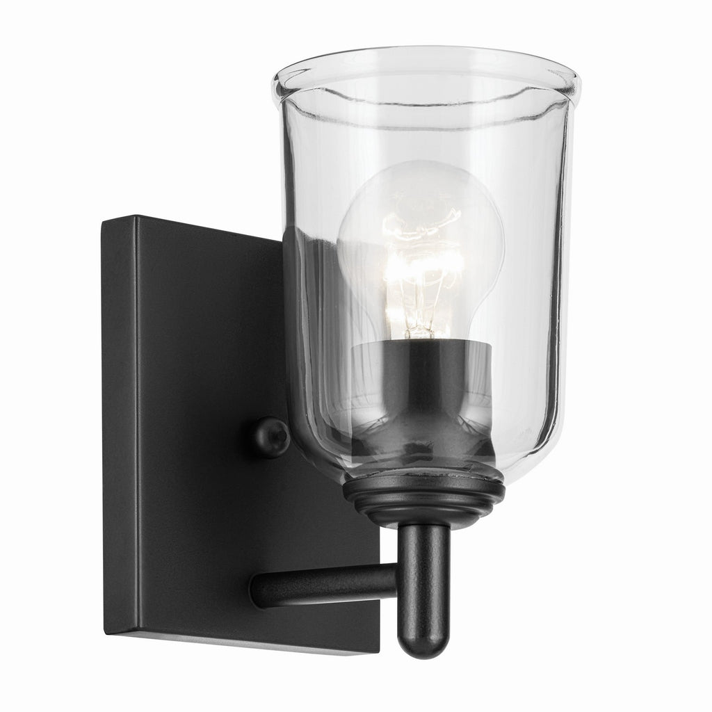 KICHLER 45572BKCLR Shailene 5" 1-Light Wall Sconce With Clear Glass In Black