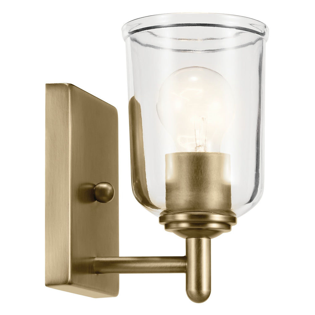 KICHLER 45572NBRCLR Shailene 5" 1-Light Wall Sconce With Clear Glass In Natural Brass