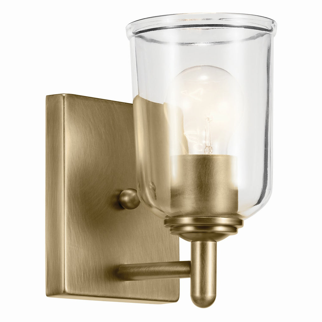 KICHLER 45572NBRCLR Shailene 5" 1-Light Wall Sconce With Clear Glass In Natural Brass