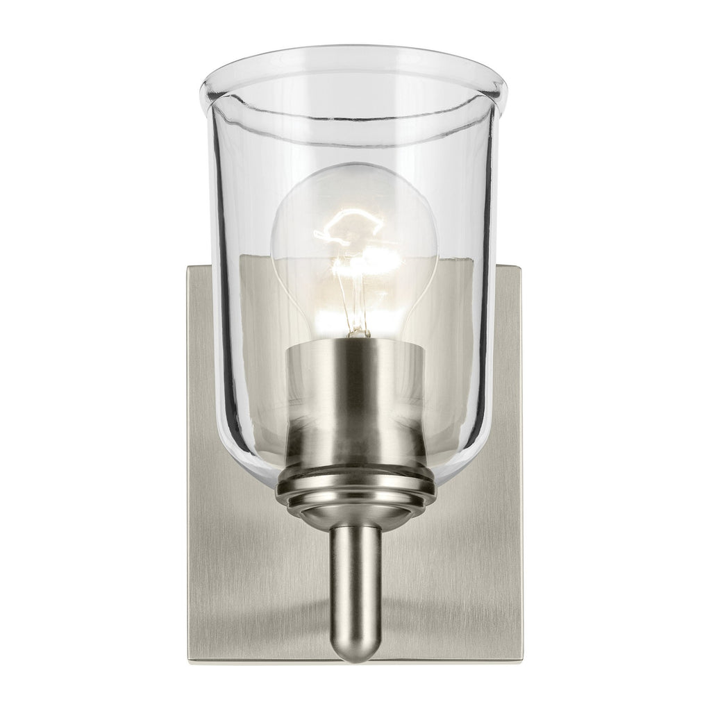 KICHLER 45572NICLR Shailene 5" 1-Light Wall Sconce With Clear Glass In Brushed Nickel